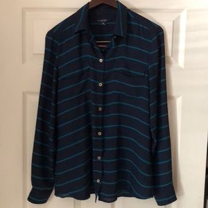 NWOT Nautica Navy & Turquoise Blouse